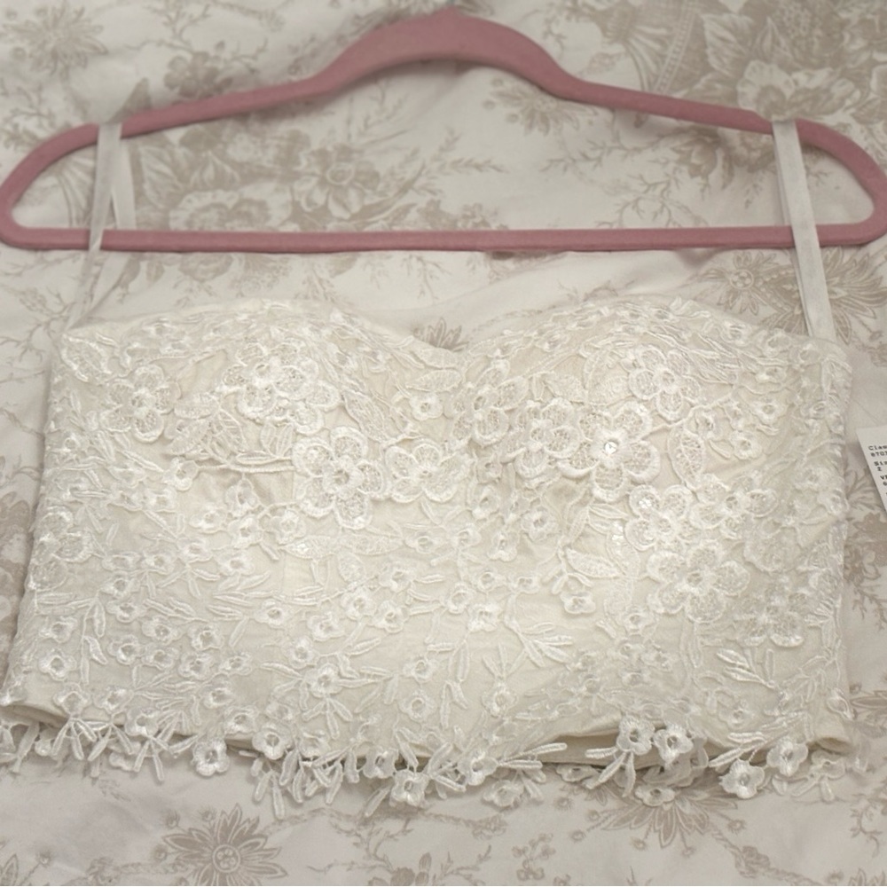 David's Bridal Cream Lace Corset